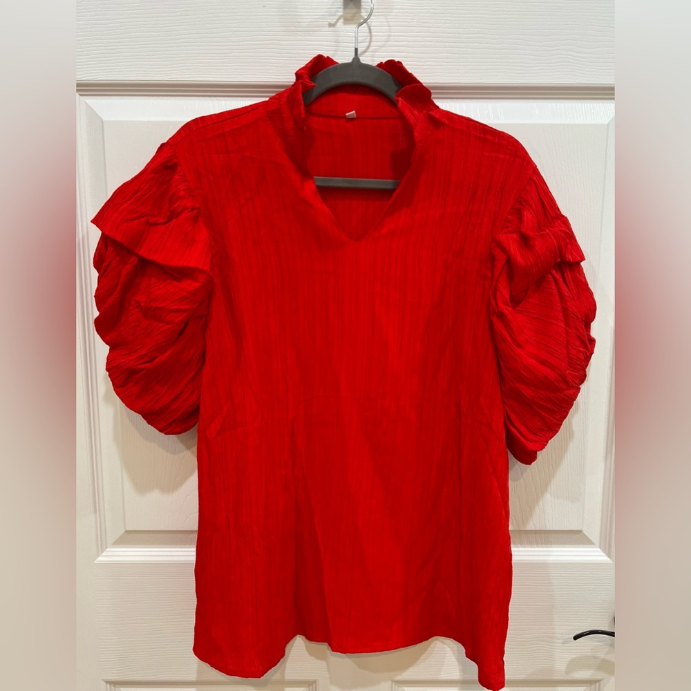 Red Women's Ruffled Top
